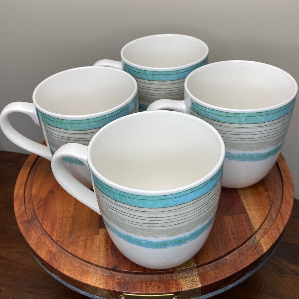 LENOX Woven Stripes Teal Mug Set